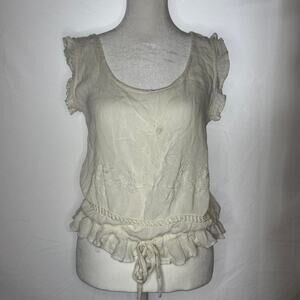 Vintage white cream embroidered blouse